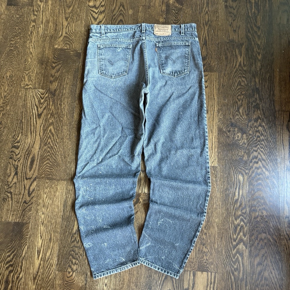 Vtg 90s Levi's 550 Orange Tab Relaxed Tapered Black Jeans USA Made 40x34 Faded
